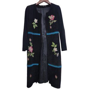 Vtg Embroidered Suede Jacket